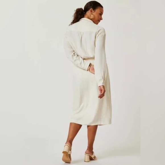 NWT Anthropologie V Neck Knot Front Long Sleeve Faux
Wrap Midi Dress Ivory Linen - Picture 9 of 15